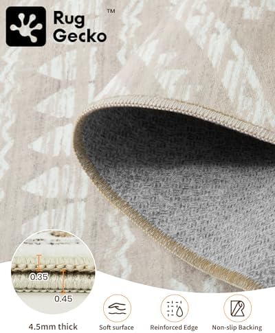 Miukiki 9x12 Area Rug for Living Room, Washable Non Slip Moroccan Rug Brown