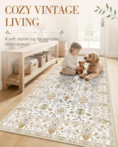 OLANLY 4x6 Washable Area Rug, Soft Non Slip Carpet for Bedroom Living Room