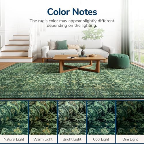 Lessymo 2 x 10 Washable Long Runner Rugs,Soft for Entryway Hallway Green