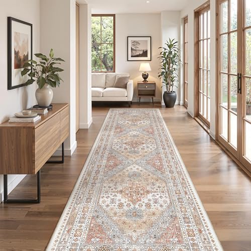 zesthome 2'6 x 8' Runner Rug Non Slip,Washable Kitchen Rugs,Orange