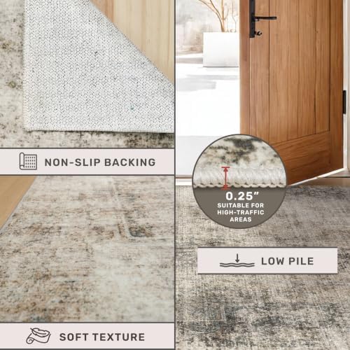 Hazo Haus Taupe Brown Extra Large Area Rug for Living Room 10x14 – Modern Farmhouse Rustic Washable Rug for Dining Room & Bedroom, Non-Slip Foldable Dark Academia Décor, Distressed Design