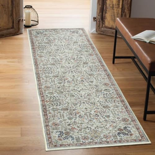 Keen Home Design Vintage Washable Runner Rug, Non-Slip Low Pile, 2x7
