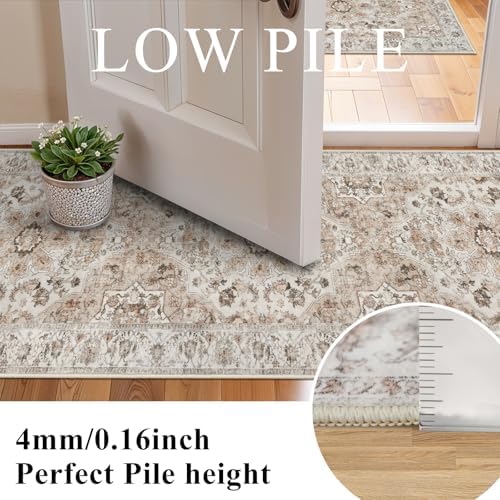 Washable Hallway Runner Rug 4x8: Non Slip Runner Rugs with Rubber Backing