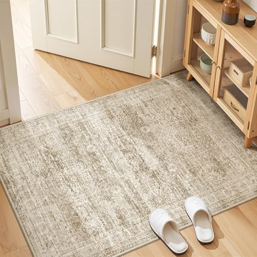 3x4 Rugs for Entryway,Washable Area Rug,Brown