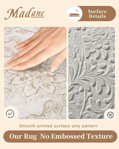 Madane 8x10 Area Rugs for Living Room, Washable Natural Soft Rug Wood/Ivory