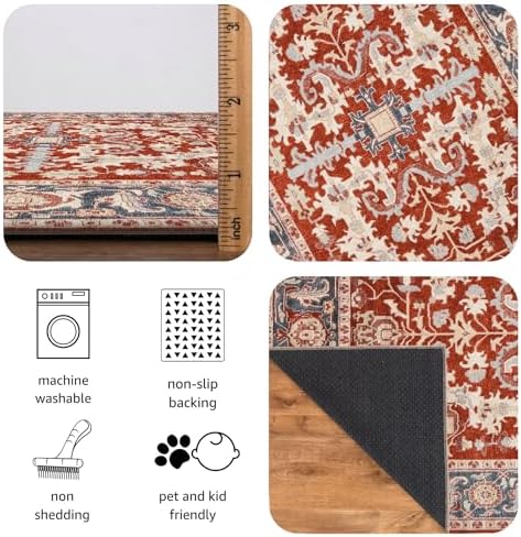 Keen Home Design Vintage Washable Entryway Rug, Non-Slip Low Pile, 2x3