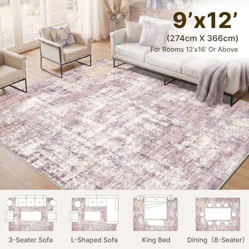 9x12 Area Rugs Washable Modern Abstract Living Room Bedroom Rug