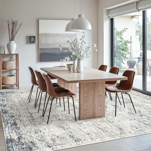 Soalmost 10x12 Area Rugs for Living Room Washable Rug Non-Slip Blue/Ivory