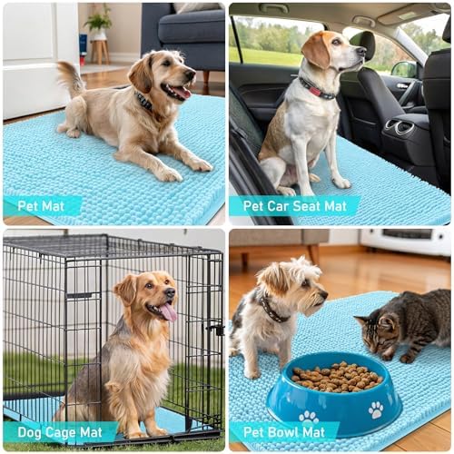 OLANLY Dog Door Mat for Muddy Paws 44x32, Super Absorbent Chenille Mud Mat