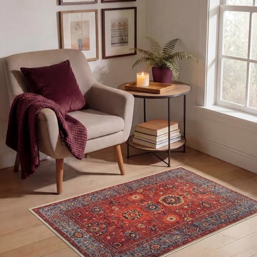 Keen Home Design Vintage Washable Entryway Rug, Non-Slip Low Pile, 2x3