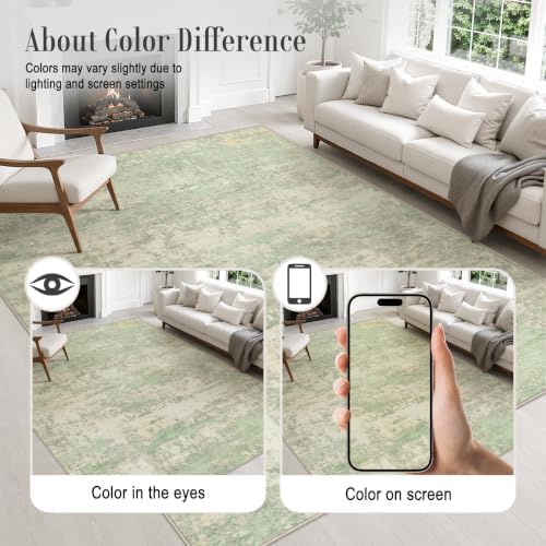 Round Area Rug Living Room: 8 ft Modern Washable Indoor Carpet