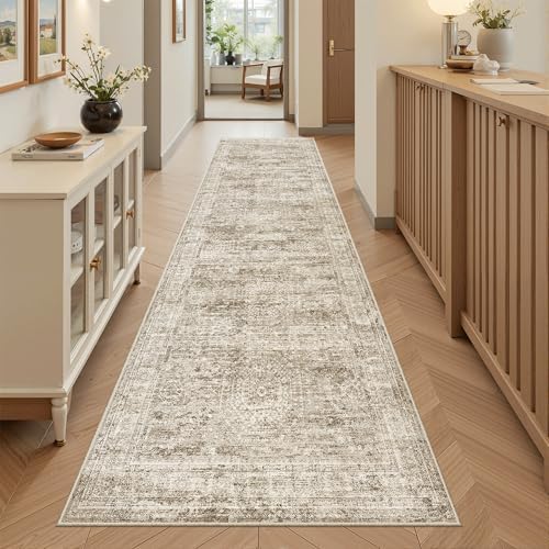 Soalmost Runner Rug 2x8 Washable Non-Slip Hallway Kitchen Runners Brown
