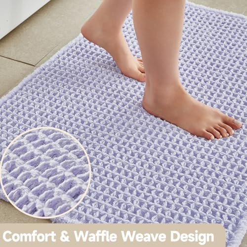 TYUU Waffle Runner Rug Bathroom, Long Cute Bath Mat, 72x24 Lavender Cream
