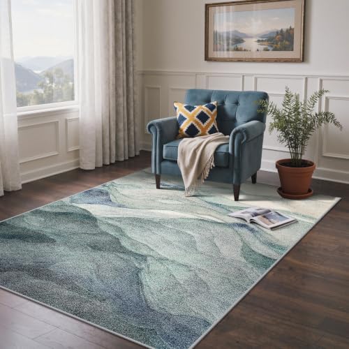 BEIMO 8x10 Area Rugs for Bedroom, Dusty Teal Washable Abstract Rug