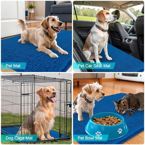 OLANLY Dog Door Mat for Muddy Paws 44x24, Super Absorbent Chenille Mud Mat