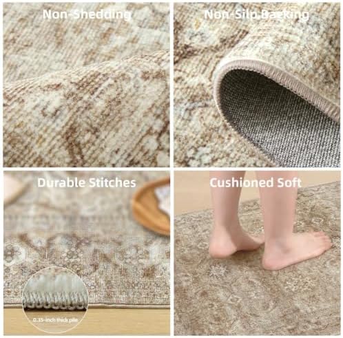 Washable Living Room Area Rug: 5x7 Rugs for Bedroom Non Slip Soft Carpet
