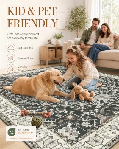 OLANLY 2x4 Washable Accent Rug Non Slip Carpet for Entryway Kitchen Bedside