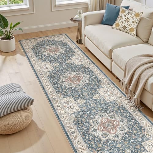 cotiled 2x6 Hallway Runner Rug for Entryway, Non-Slip Vintage, Vintage Blue