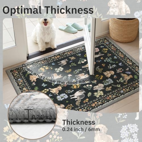 Soalmost 2x3 Dog Rugs for Entryway, Washable Door Mat Animal Soft Rug Black