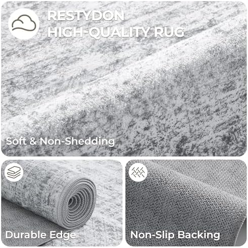 2x5 Rug Runners for Hallways Non Slip,Kitchen Rugs,Grey