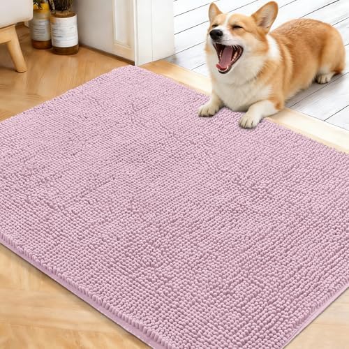 OLANLY Dog Door Mat for Muddy Paws 40x32, Super Absorbent Chenille Mud Mat