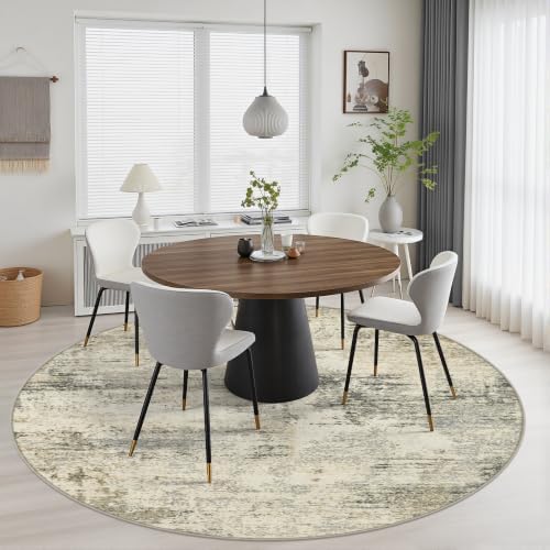 Round Area Rug Living Room: 6 ft Modern Washable Indoor Carpet