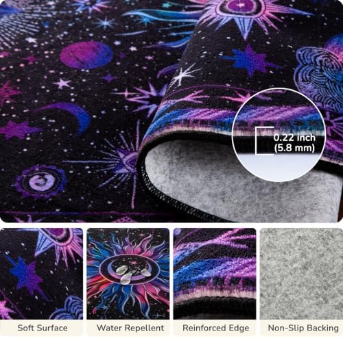 Vacuum-Friendly, 8x10 Washable Area Rug, Black Purple Blue