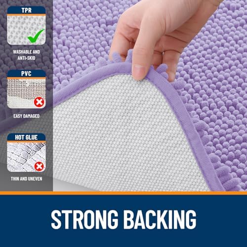 OLANLY Bathroom Runner Rugs 47x17, Extra Soft Absorbent Chenille Bath Rugs