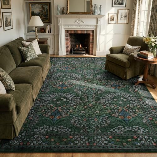 Lahome Dark Green Area Rugs 8x10, Soft 8x10 Washable Rugs for Living Room