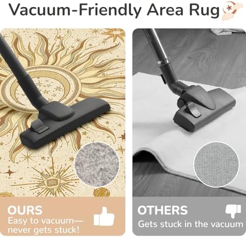 Vacuum-Friendly, 4x6 Washable Area Rug, Beige Camel Brown