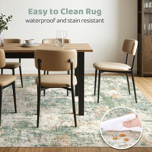 LOONGRUG 9x12 Area Rug Washable Large Neutral Modern Living Room Rugs