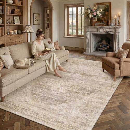 10x14 Beige Vintage Area Rug