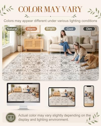 OLANLY 8x10 Washable Area Rug, Soft Non Slip Carpet for Bedroom Living Room