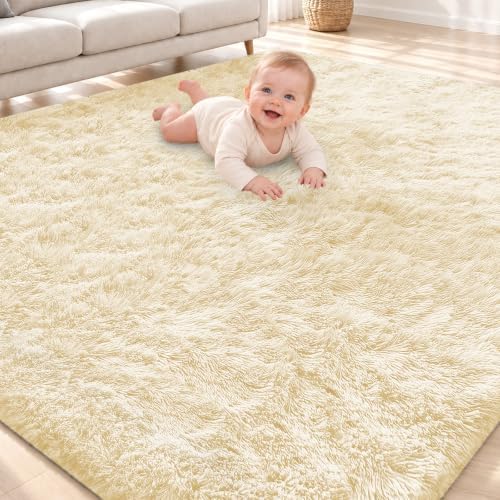Smiry Area Rugs for Living Room Bedroom 4x5.9 ft, Fluffy Washable Carpet