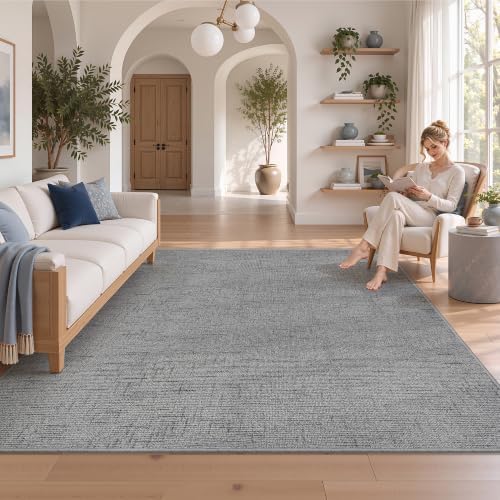 Valenrug 5x8 Area Rug, High-Low Pile Washable Rugs for Living Room, Grey