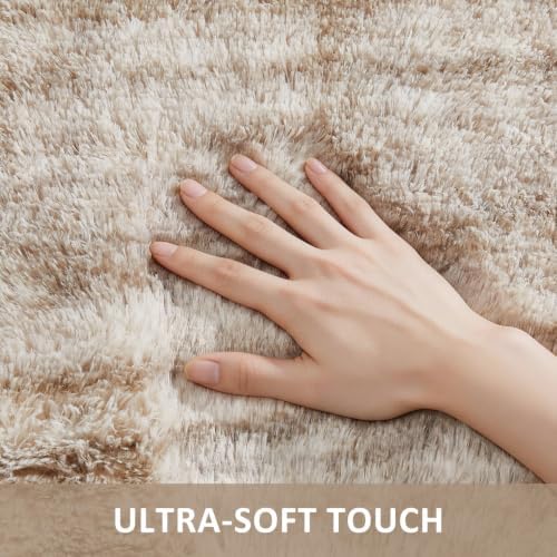 Ophanie Ivory and Beige Area Rugs for Bedroom Living Room 6x9, Large Fluffy Shag Fuzzy Carpet, Plush Shaggy Rug,Indoor Carpet for Kids Boys Dorm Home Decor Aesthetic, Nursery with 99 pcs Pile fibers