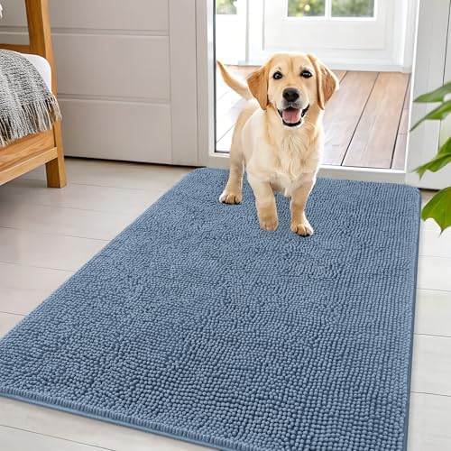 OLANLY Dog Door Mat for Muddy Paws 44x32, Super Absorbent Chenille Mud Mat