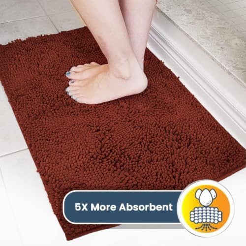 Muddy Mat® | Super Water Absorbent Door Mat Indoor, Microfiber Quick Dry Chenille Entryway Rug, Slip Resistant Front Door Mat, Indoor Mats for Entryway, Machine Washable Pet Rug, Terracotta 3ft x 8ft