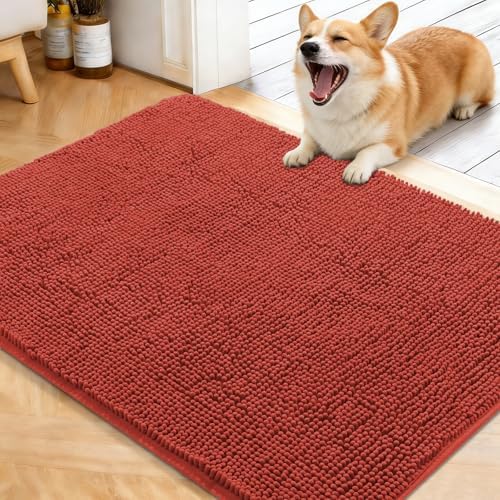 OLANLY Dog Door Mat for Muddy Paws 40x32, Super Absorbent Chenille Mud Mat