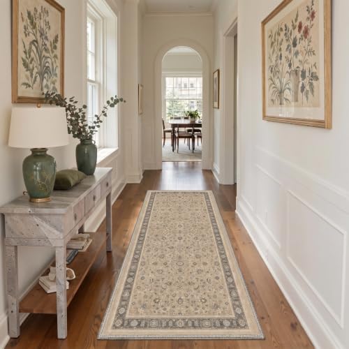 Bavni 2X5 Washable Hallway Runner Rug, Boho VintageFloral Non Slip