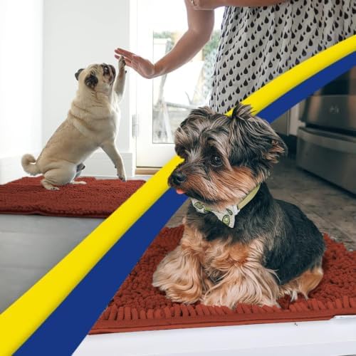 Muddy Mat® | Super Water Absorbent Door Mat Indoor, Microfiber Quick Dry Chenille Entryway Rug, Slip Resistant Front Door Mat, Indoor Mats for Entryway, Machine Washable Pet Rug, Terracotta 24" x 72"