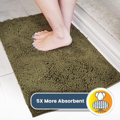 Muddy Mat® | Super Water Absorbent Door Mat Indoor, Microfiber Quick Dry Chenille Entryway Rug, Slip Resistant Front Door Mat, Indoor Mats for Entryway, Machine Washable Pet Rug, Sage 24" x 96"
