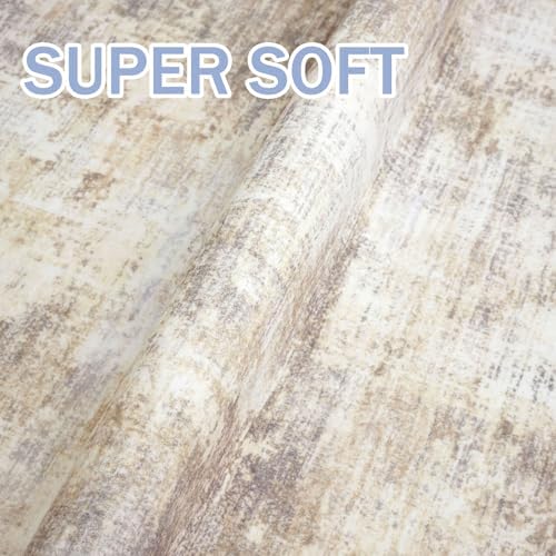 IOHOUZE Abstract Runner Rug 3x10 Ft Washable Runners for Hallways, Non Slip Kitchen Runner Printed Faux Wool Entryway Runner Indoor, Modern Abstract Floor Carpet for Hall Kitchen Bedroom, Beige Brown