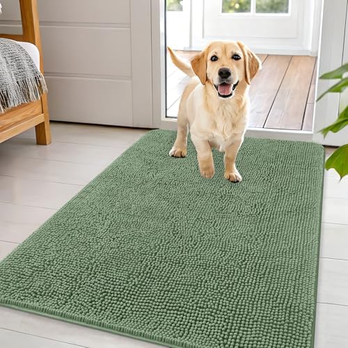 OLANLY Dog Door Mat for Muddy Paws 44x32, Super Absorbent Chenille Mud Mat