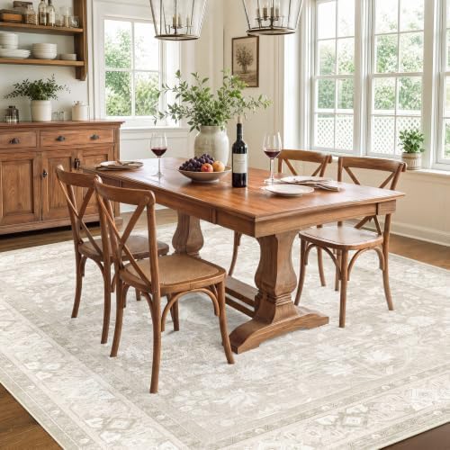 SameBed 6x9 Area Rug Living Room, Vintage Neutral Washable Carpet Beige