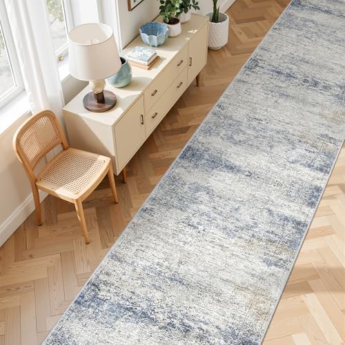 2'6 x 14' Runner Rug Non Slip,Washable Kitchen Rugs,Blue