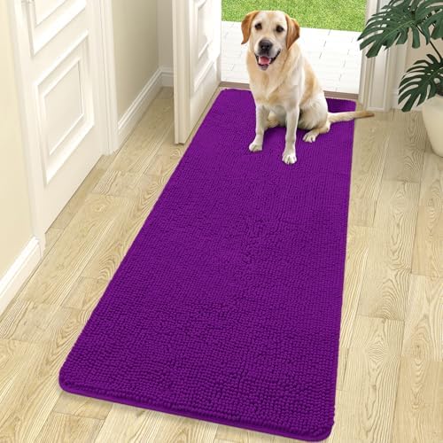 OLANLY Dog Door Mat for Muddy Paws 70x24, Super Absorbent Chenille Mud Mat