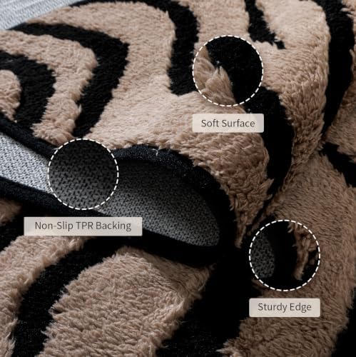 YIHOUSE Zebra Area Rugs 6x9: Taupe Abstract Washable Living Room Rug