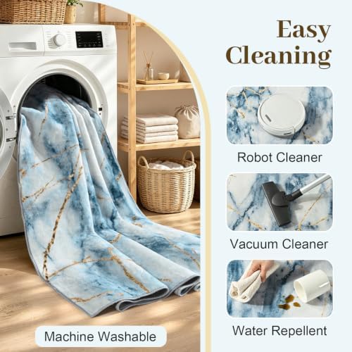 6x9 Washable Non-Slip Area Rug for Living Room (Gold Blue)