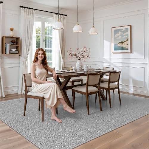Valenrug Washable Rugs 5x7, High-Low Pile Area Rugs for Living Room, Grey